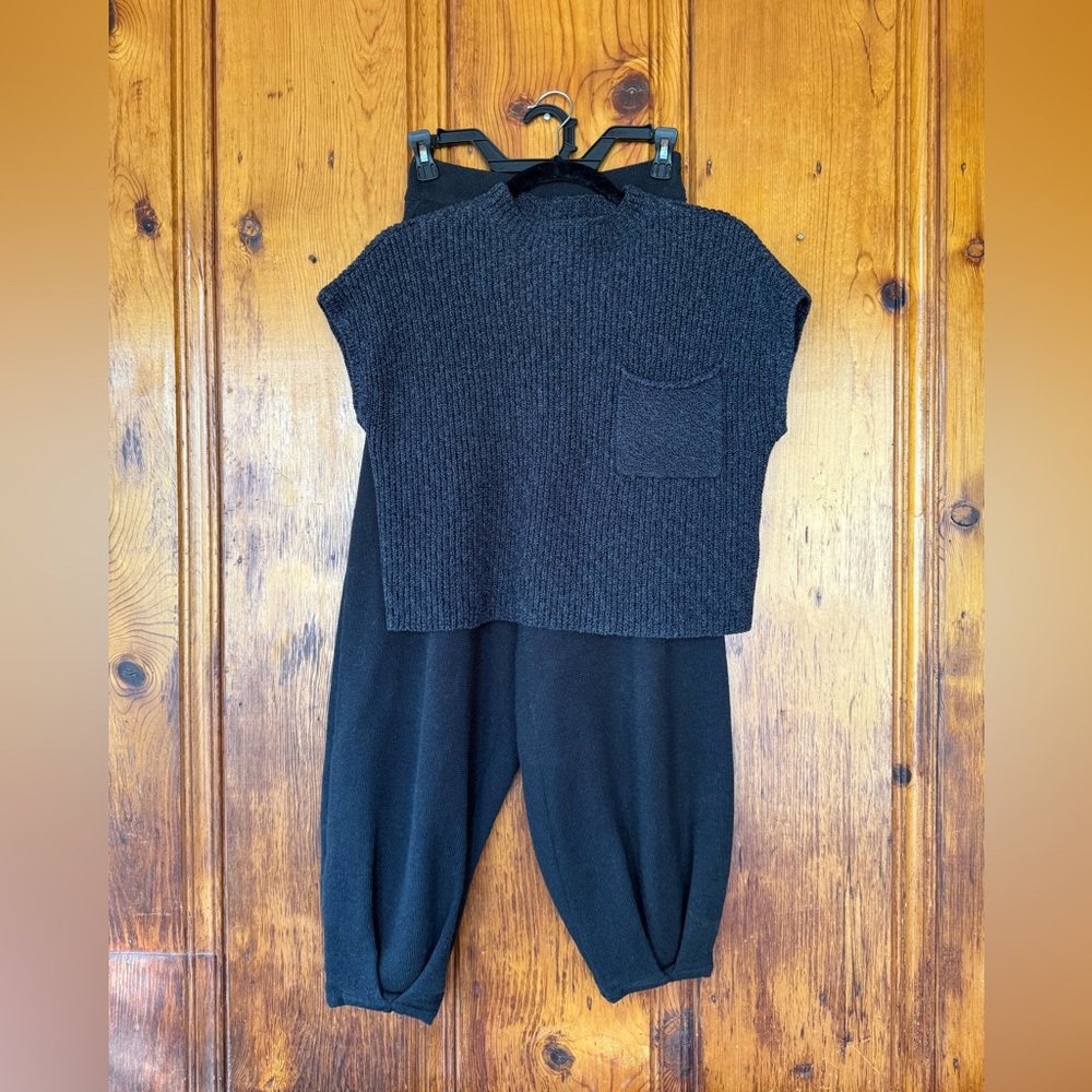 Free People Black Textured Jumpsuit